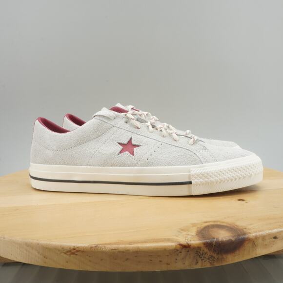 Converse One Star Pro Low Mens Size 11 Shoes Grey Red Suede Casual Sneakers NEW - Picture 1 of 9